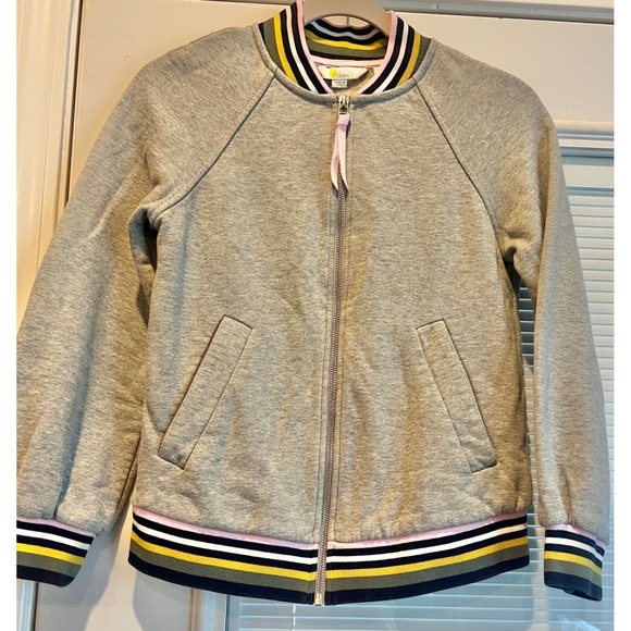 Boden Studley Jersey Zip Up Sweatshirt bomber Jacket Grey Pink Stripe Adult XS - Picture 3 of 9
